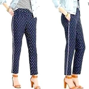 J. Crew | pull-on navy ikat print/tuxedo stripe skimmer pant (6)